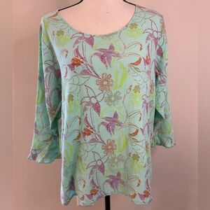 Sun Bay 100% cotton gauzy colorful tropical top SZ Medium